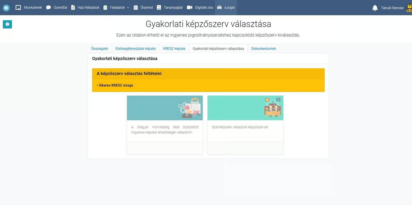 DKT eJogsi — Gyakorlati képzőszerv választása